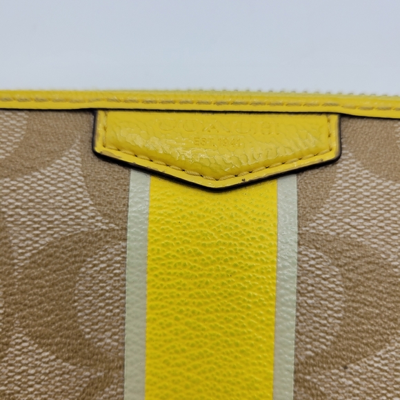 Coach Signature Yellow Long Zip Around Wallet - Picture 9 of 11